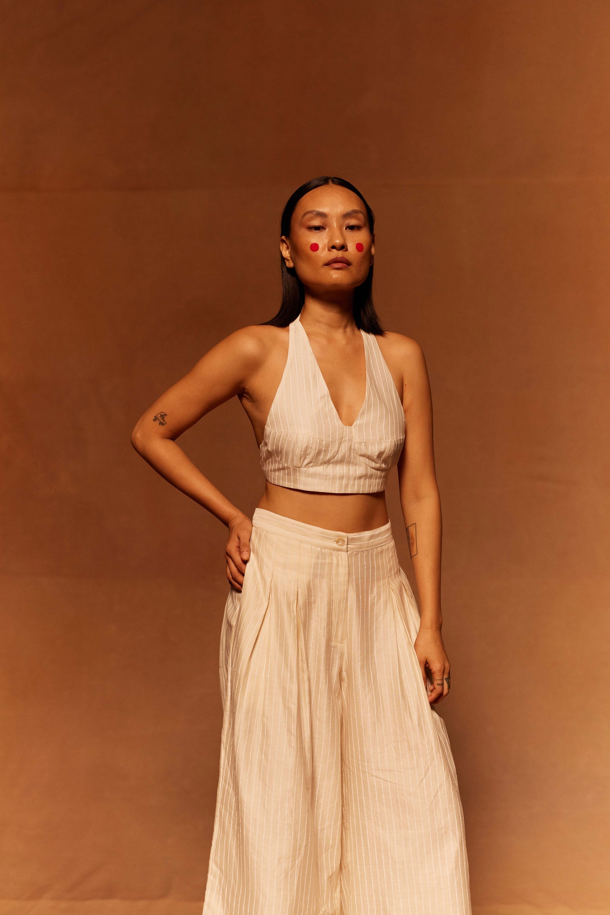 Shunkan Pleated Pants at Kamakhyaa by Ahmev. This item is Cotton Silk, Ivory, Maximum Minimum by Ahmev, Pants, Prints, Relaxed Fit, Womenswear