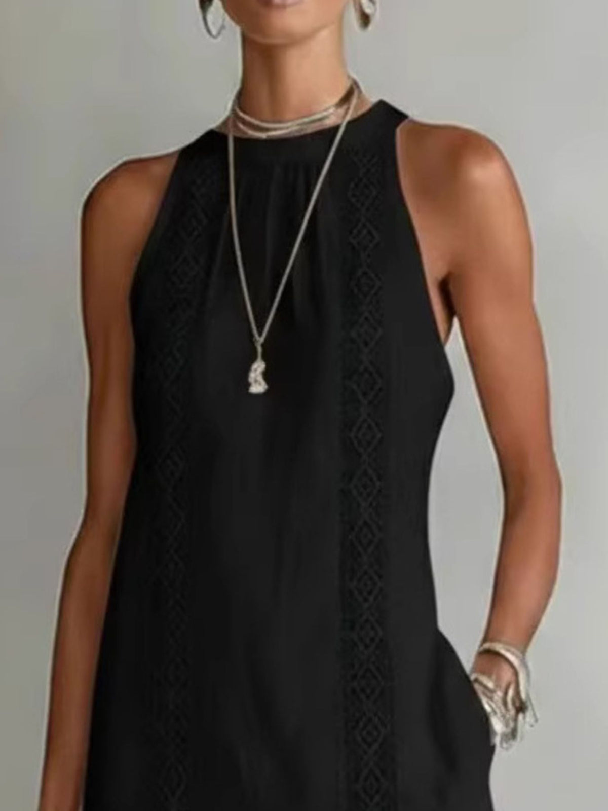 Side Slit Sleeveless Hollow-Out Trimmed Midi Dress at kamakhyaa.com by Trendsi. This item is Rhythmia, Ship From Overseas, Under $50