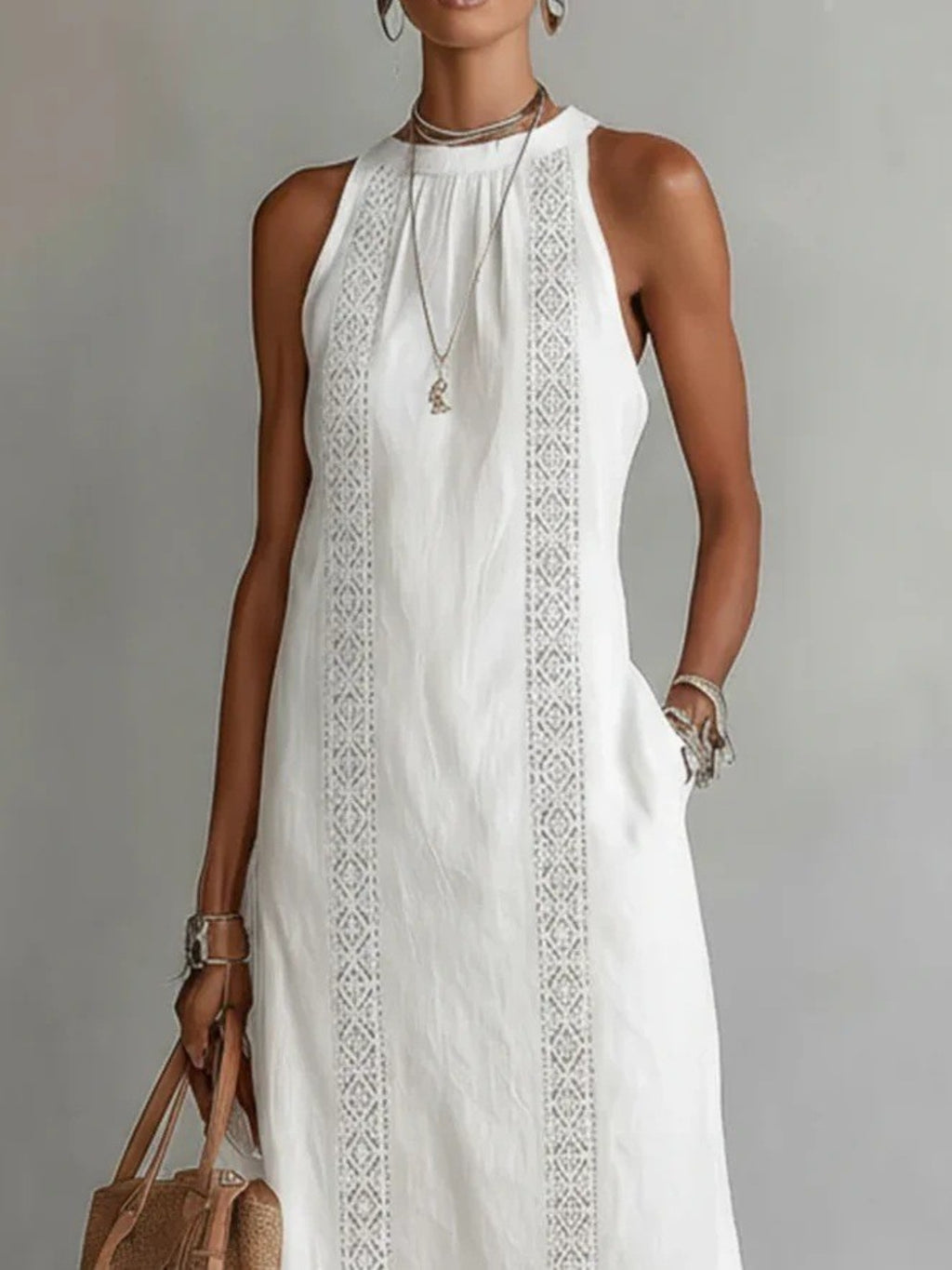 Side Slit Sleeveless Hollow-Out Trimmed Midi Dress at kamakhyaa.com by Trendsi. This item is Rhythmia, Ship From Overseas, Under $50