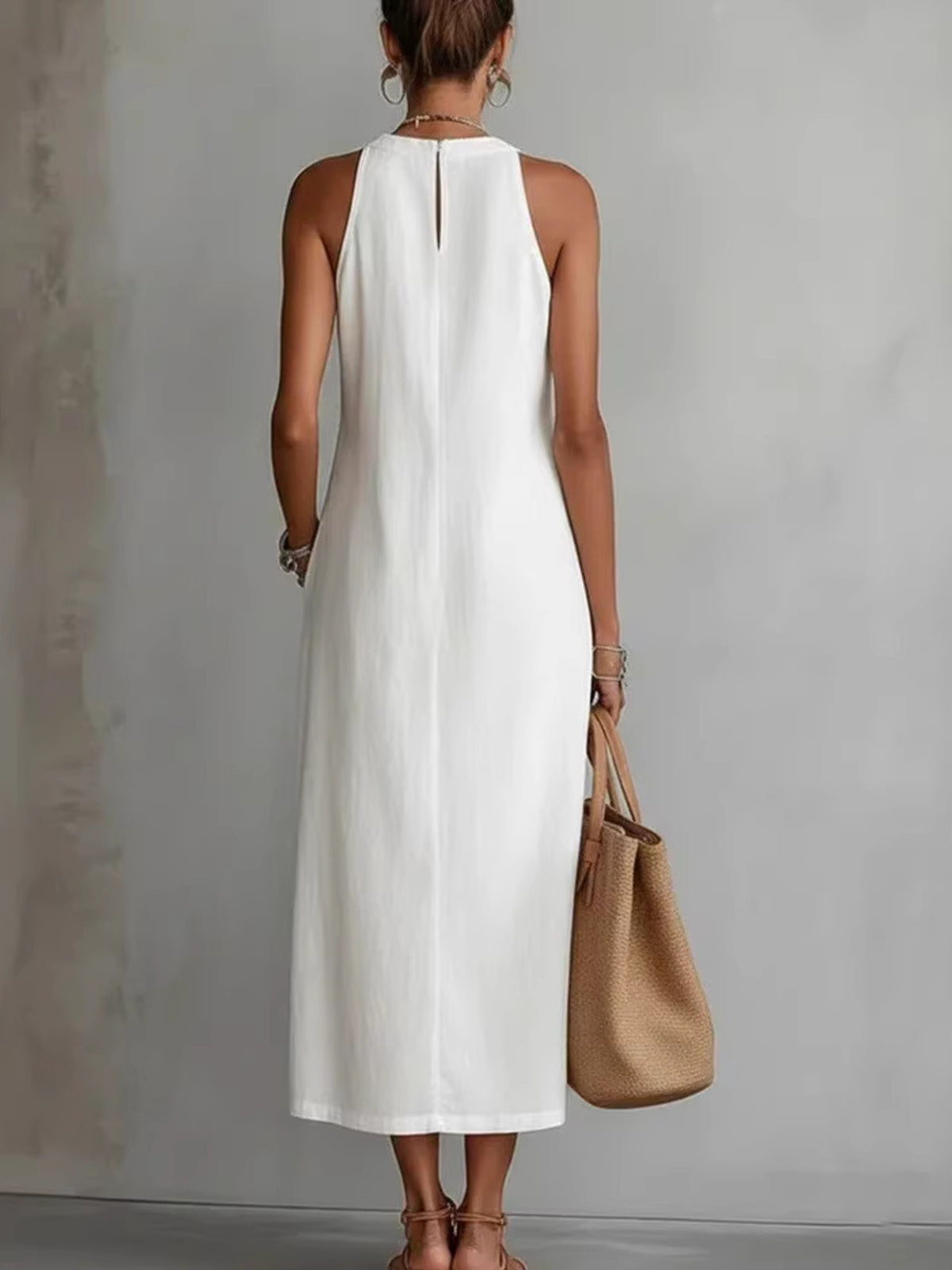 Side Slit Sleeveless Hollow-Out Trimmed Midi Dress at kamakhyaa.com by Trendsi. This item is Rhythmia, Ship From Overseas, Under $50