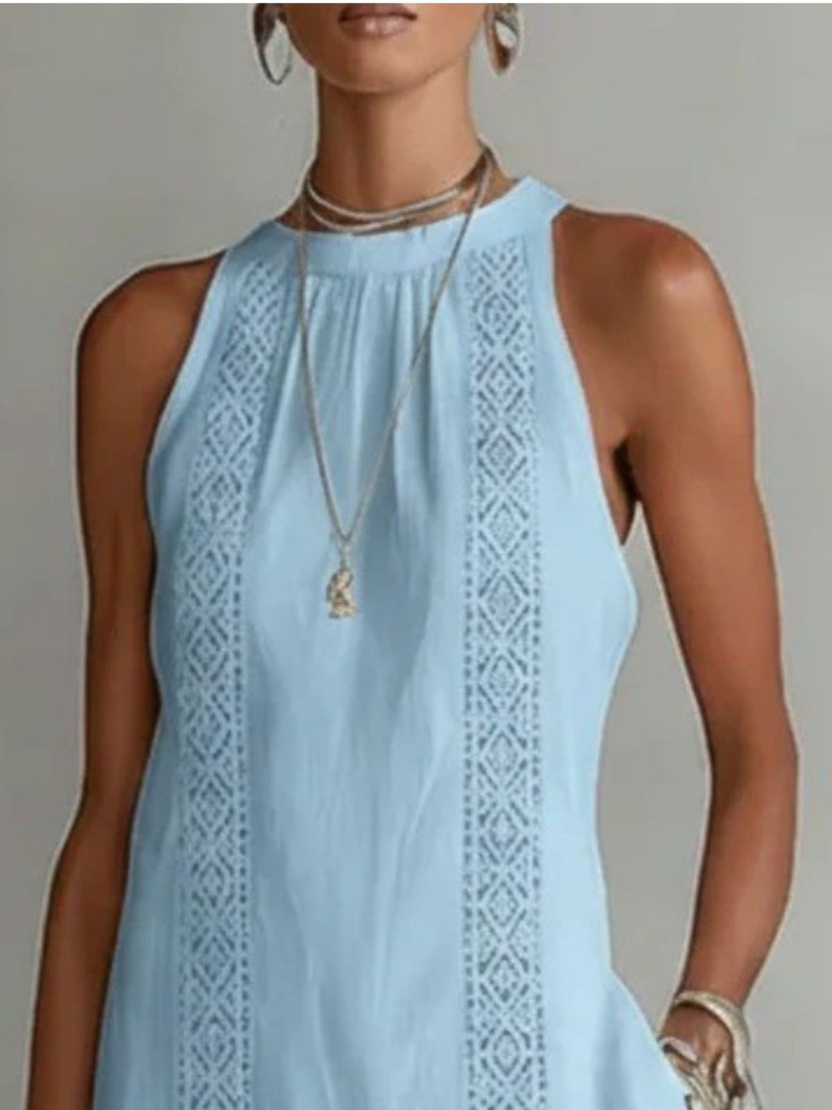 Side Slit Sleeveless Hollow-Out Trimmed Midi Dress at kamakhyaa.com by Trendsi. This item is Rhythmia, Ship From Overseas, Under $50