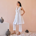 Silent Gleam at Kamakhyaa by The Loom Art. This item is Chanderi, Fluer De Code by The Loom Art, Linen, Mirror Work, White