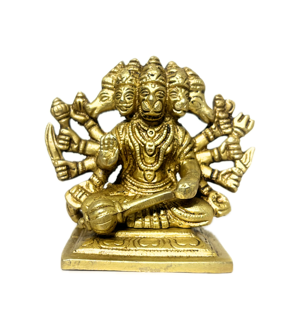 Sitting Brass Panchmukhi Hanuman Idol – 100% Pure Brass at Kamakhyaa by Aetherea World. This item is God