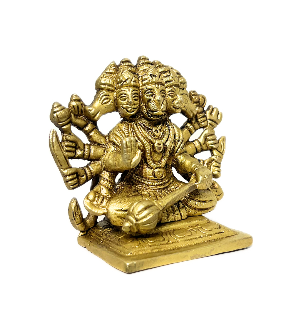 Sitting Brass Panchmukhi Hanuman Idol – 100% Pure Brass at Kamakhyaa by Aetherea World. This item is God