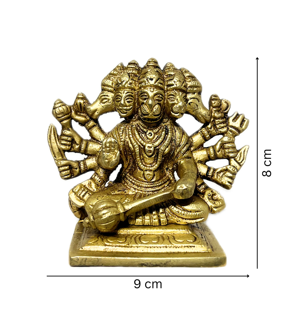 Sitting Brass Panchmukhi Hanuman Idol – 100% Pure Brass at Kamakhyaa by Aetherea World. This item is God