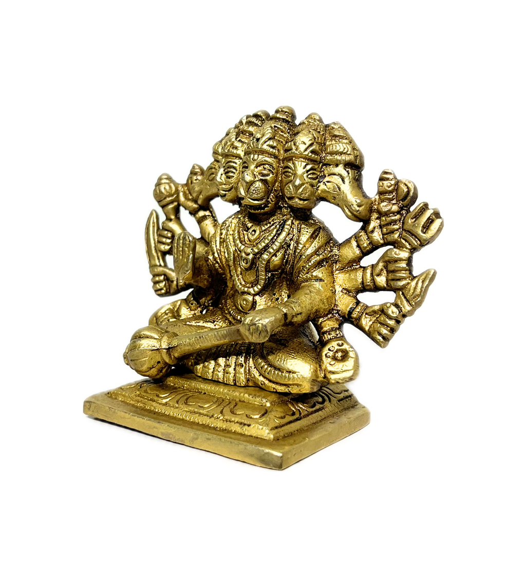 Sitting Brass Panchmukhi Hanuman Idol – 100% Pure Brass at Kamakhyaa by Aetherea World. This item is God