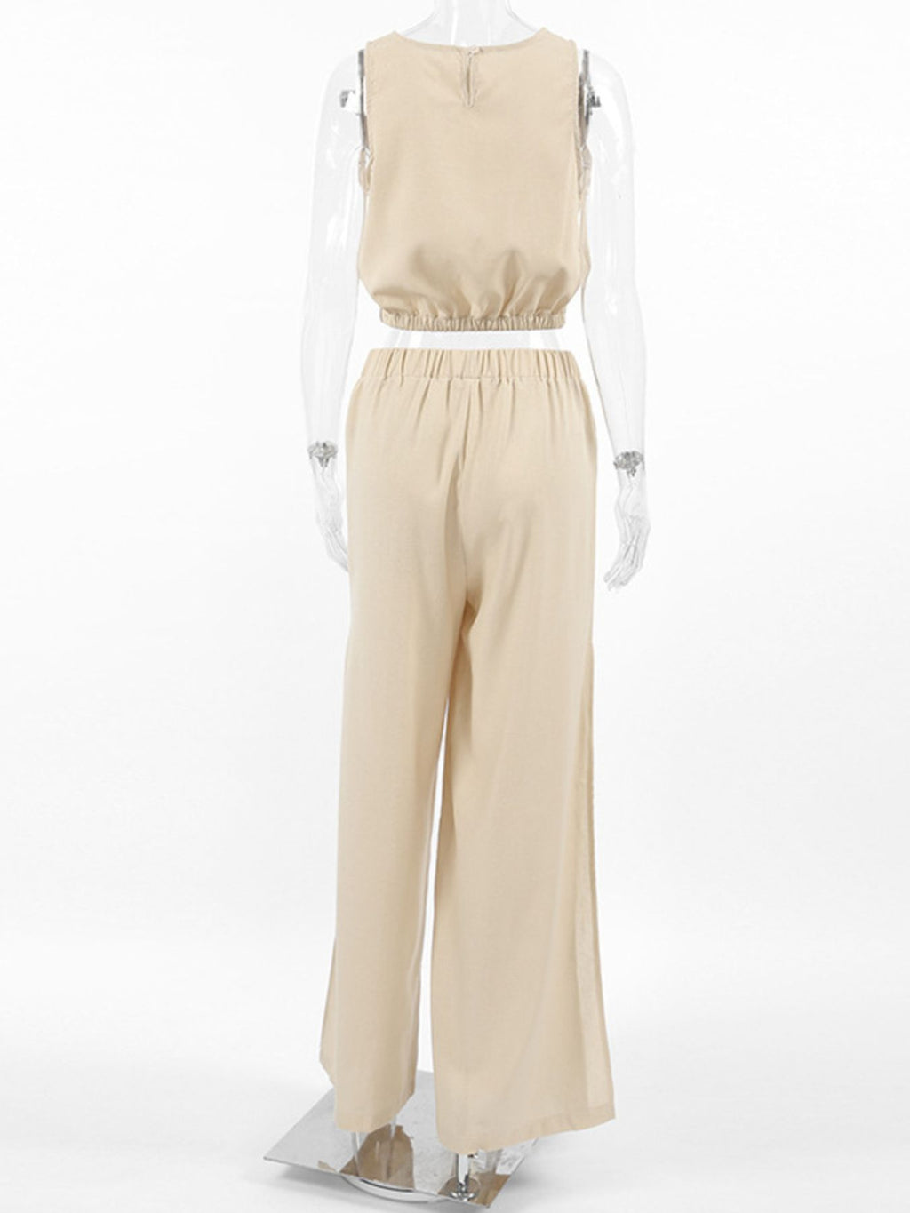 Sleeveless Crop Top and Slit Pants Set at kamakhyaa.com by Trendsi. This item is Chic Charm, Ship From Overseas