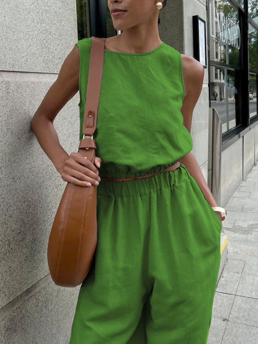 Sleeveless Crop Top and Slit Pants Set at kamakhyaa.com by Trendsi. This item is Chic Charm, Ship From Overseas