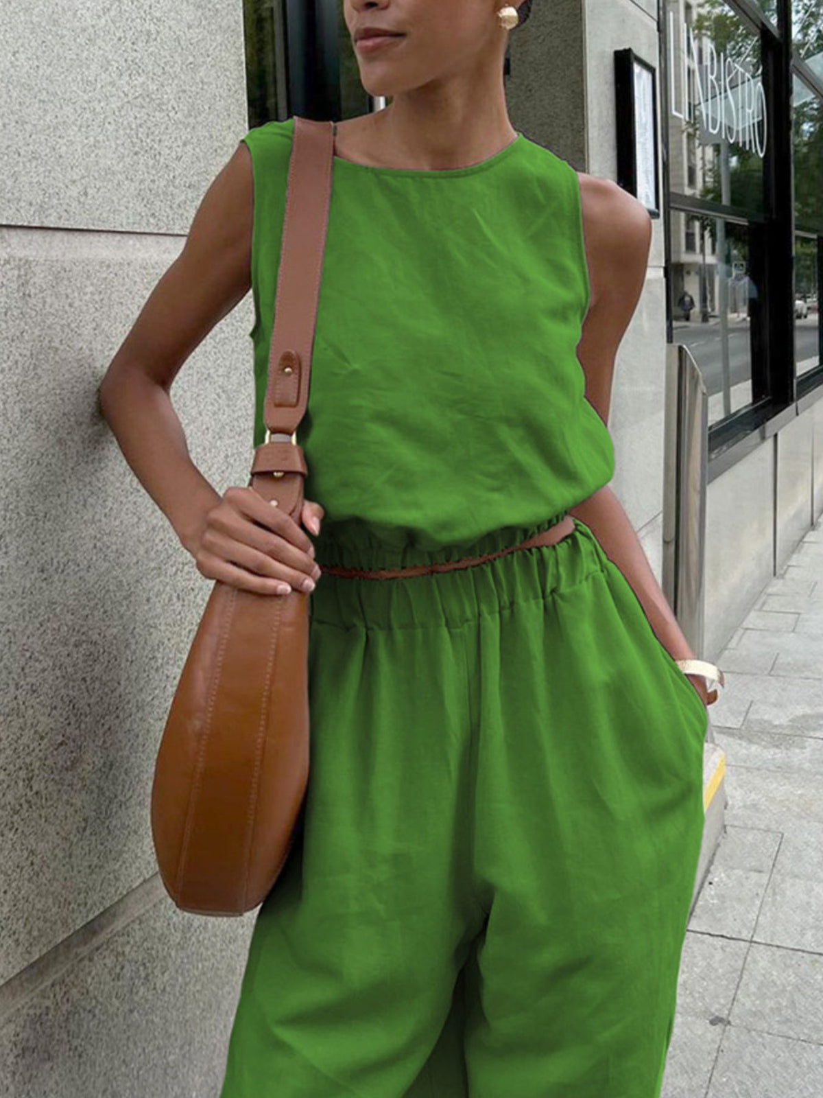 Sleeveless Crop Top and Slit Pants Set at kamakhyaa.com by Trendsi. This item is Chic Charm, Ship From Overseas