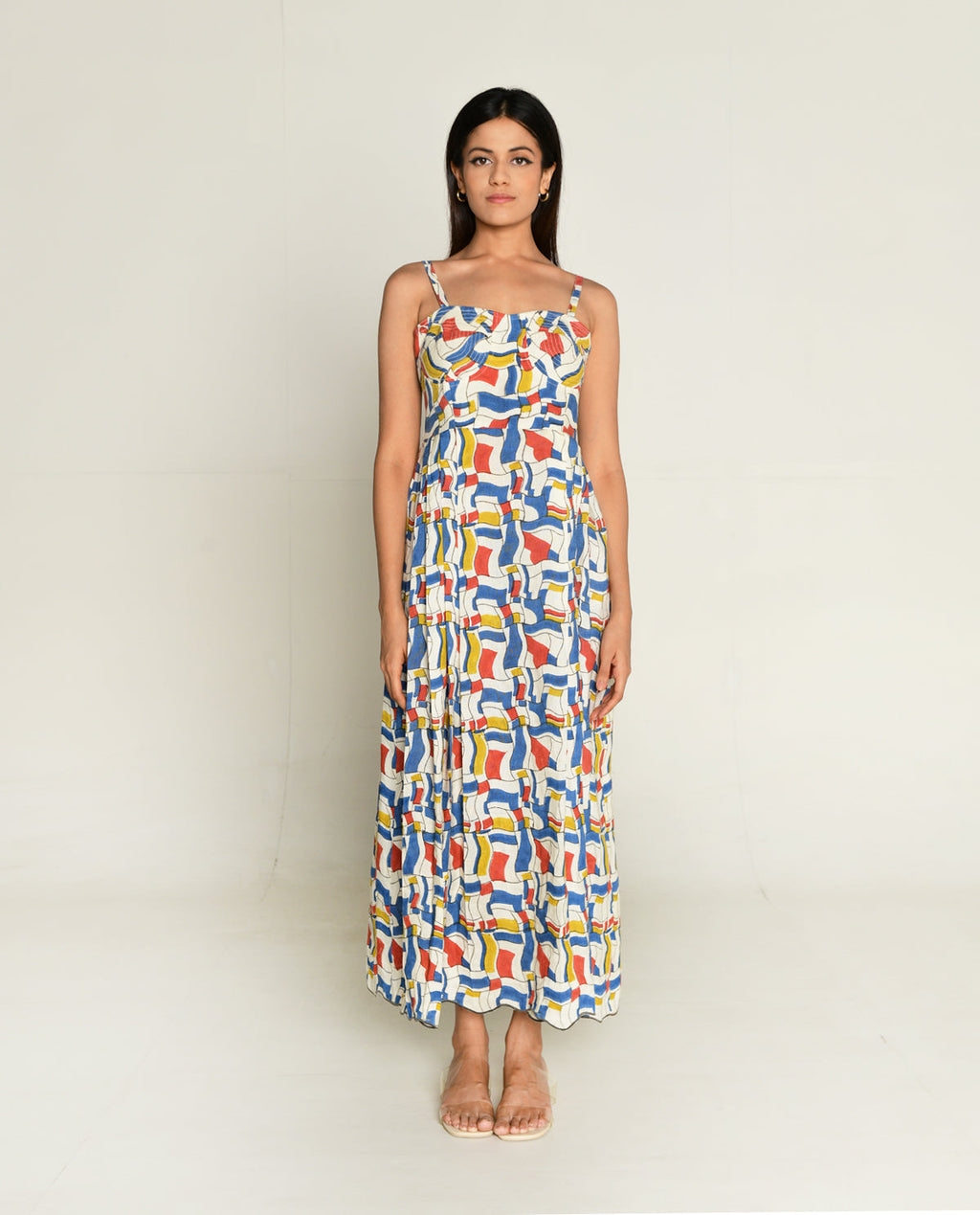 Sleeveless Dress at Kamakhyaa by Rias Jaipur. This item is Bhram by Rias Jaipur, Block Prints, Casual Wear, Linen Tencil, Multicolor, Regular Fit, Sleeveless Dresses, Toxin free