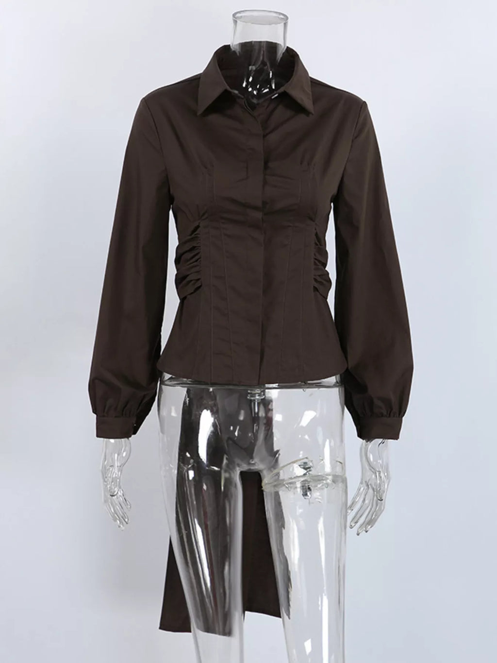 Slim-Fit Ruched Waist Shirt at kamakhyaa.com by Trendsi. This item is Helene, Ship From Overseas, Under $100