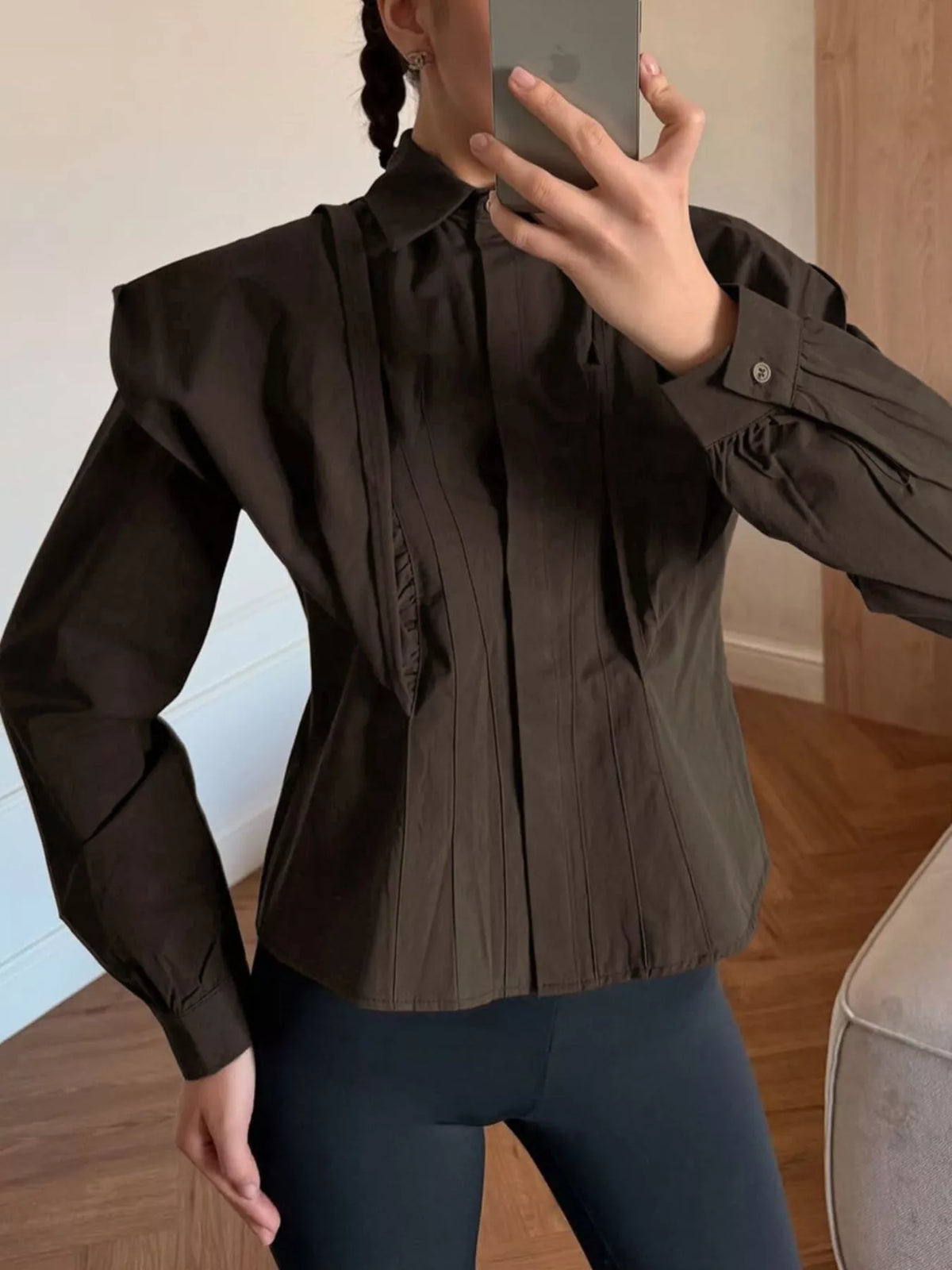 Slim-Fit Ruched Waist Shirt at kamakhyaa.com by Trendsi. This item is Helene, Ship From Overseas, Under $100