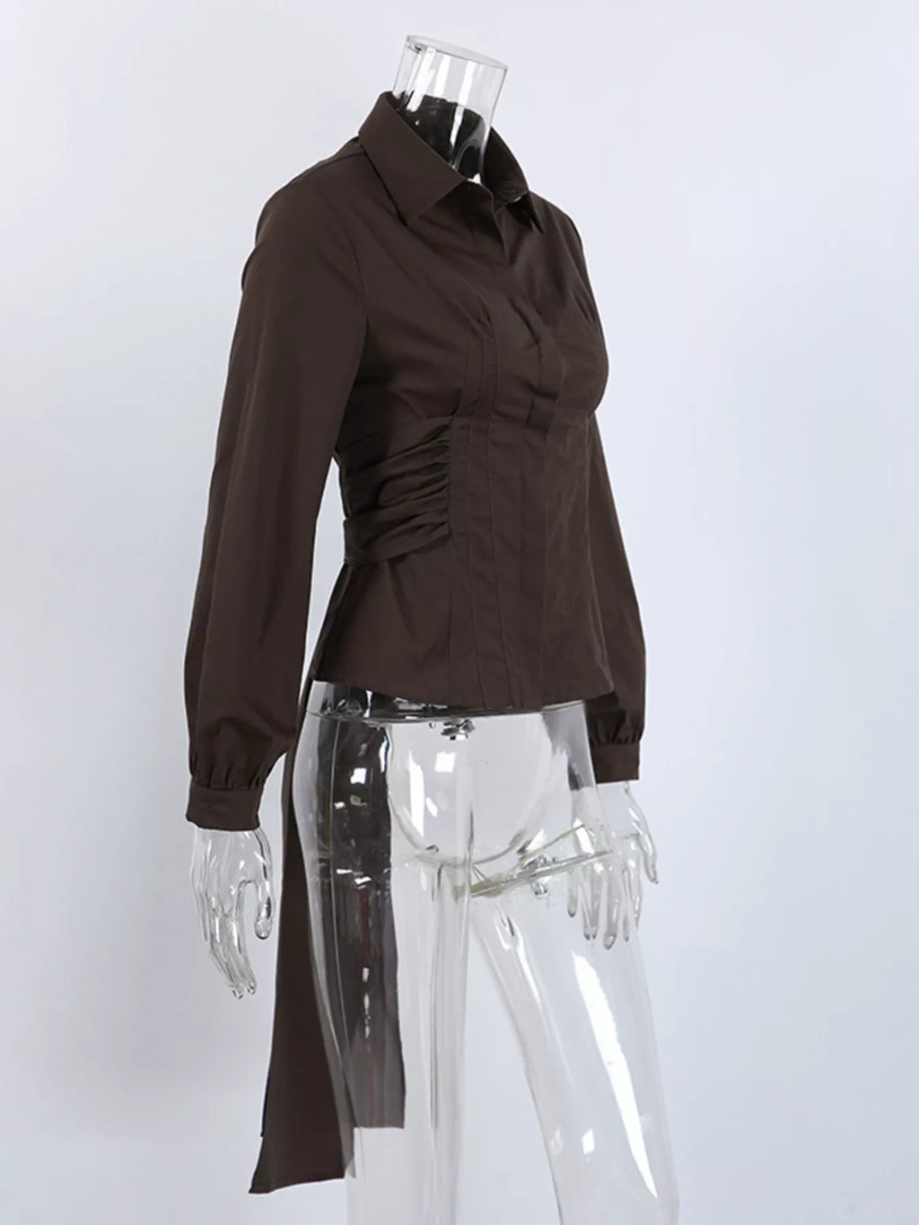 Slim-Fit Ruched Waist Shirt at kamakhyaa.com by Trendsi. This item is Helene, Ship From Overseas, Under $100