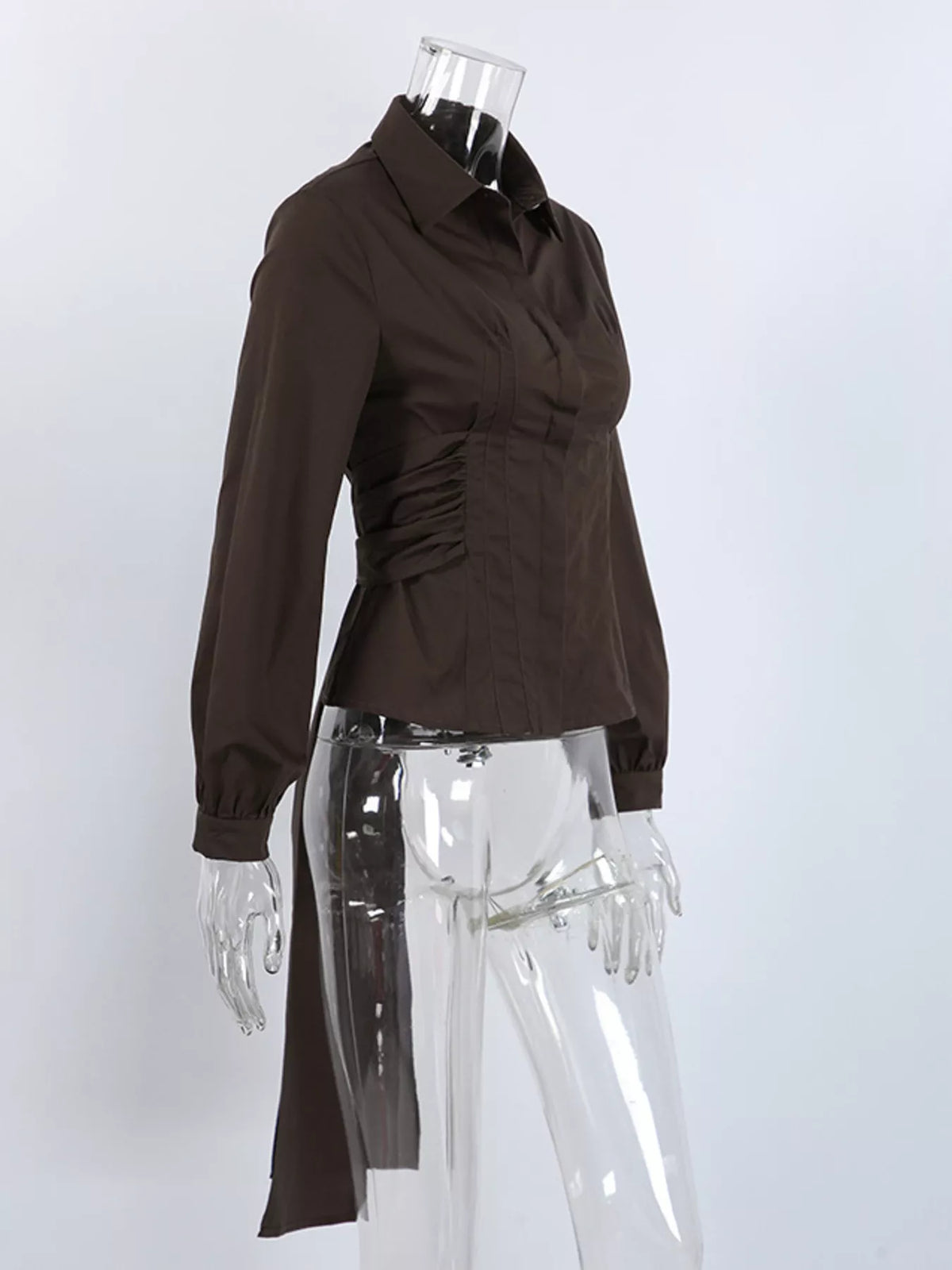 Slim-Fit Ruched Waist Shirt at kamakhyaa.com by Trendsi. This item is Helene, Ship From Overseas, Under $100