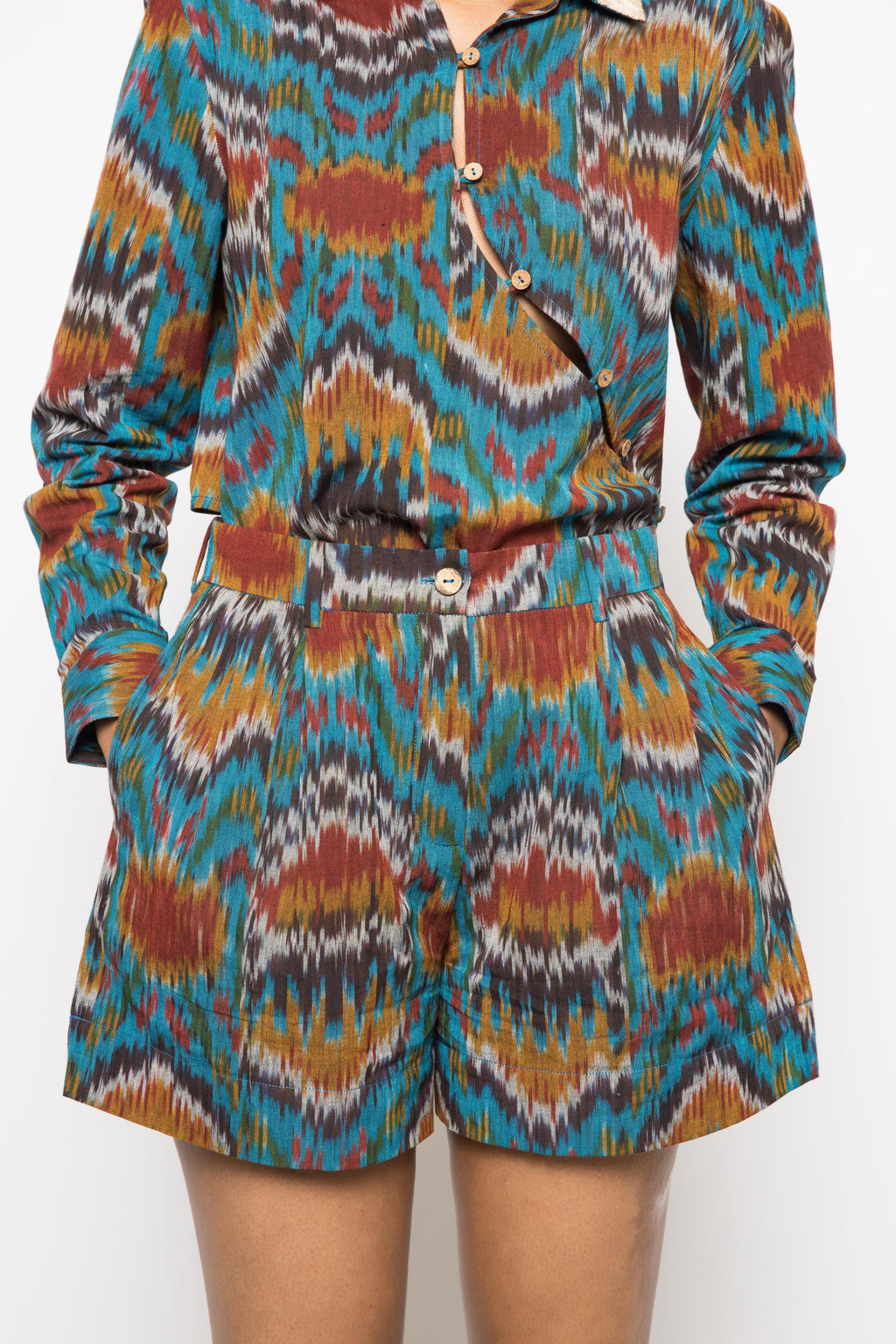 Slouchy Pleated Shorts at Kamakhyaa by Anushé Pirani. This item is Fresh Ink by Anushe Pirani