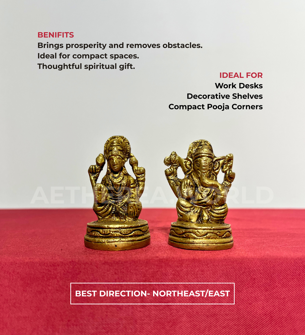 Small Brass Laxmi Ganesh Idol Set – 100% Pure Brass at Kamakhyaa by Aetherea World. This item is God
