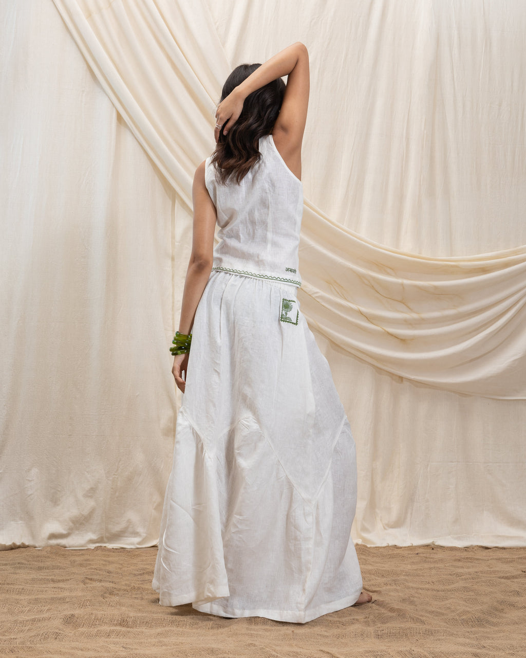 Soft Pleated Skirt at Kamakhyaa by Akashi Clothing. This item is 100% Linen, Regular Fit, Solid Selfmade, Solids, The Stamp Edit By Akashi Clothing, Under $150