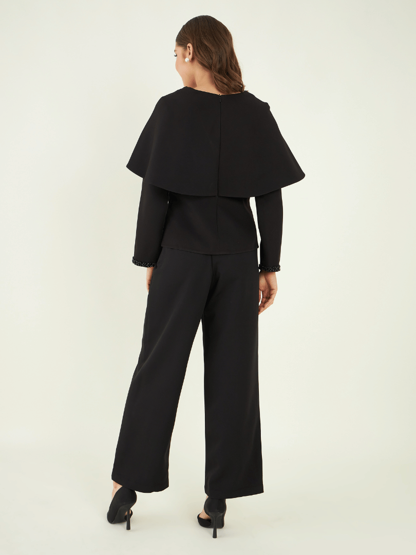 Solid Black Office Wear Co-ord Set at Kamakhyaa by Bohobi. This item is Black, Fine Banana Crepe, Office Wear, Office Wear Co-ords, Regular Fit, Solids, Toxin free