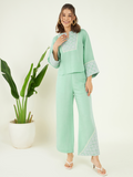 Solid Green Linen Co-ord Set at Kamakhyaa by Bohobi. This item is 100% Linen, Green, Office Wear, Office Wear Co-ords, Regular Fit, Solids, Toxin free
