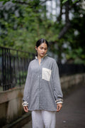 Solid Grey Cotton Shirt with Patch Pocket at Kamakhyaa by Krushnachuda. This item is Casual Wear, Grey, Handloom Cotton, Natural Dye, Organic, Regular Fit, Shirts, Solids