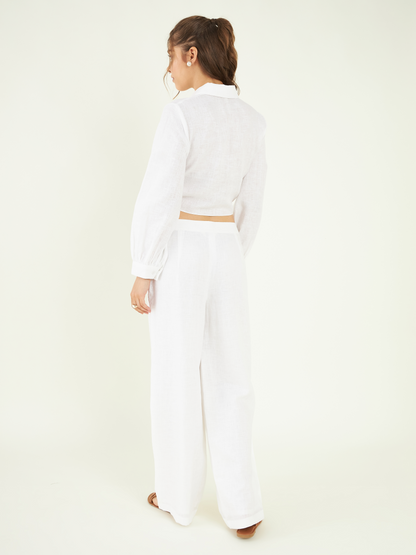 Solid White Travel Co-ord Set at Kamakhyaa by Bohobi. This item is Casual Wear, Regular Fit, Solids, Toxin free, Travel Co-ord Sets, White