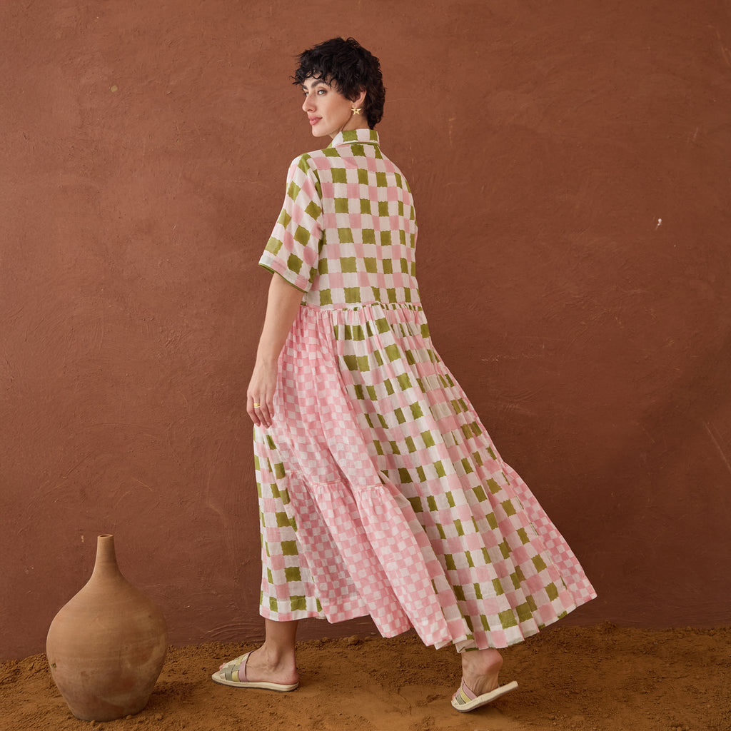 Spring Mosaic at Kamakhyaa by Taro. This item is Artisan made, Cotton Mulmul, Handblock Printed, Shirt Dresses, Under $50, Whispers of Summer by Taro