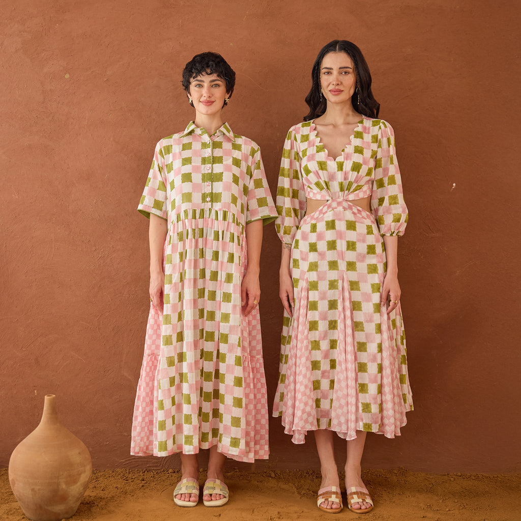 Spring Mosaic at Kamakhyaa by Taro. This item is Artisan made, Cotton Mulmul, Handblock Printed, Shirt Dresses, Under $50, Whispers of Summer by Taro