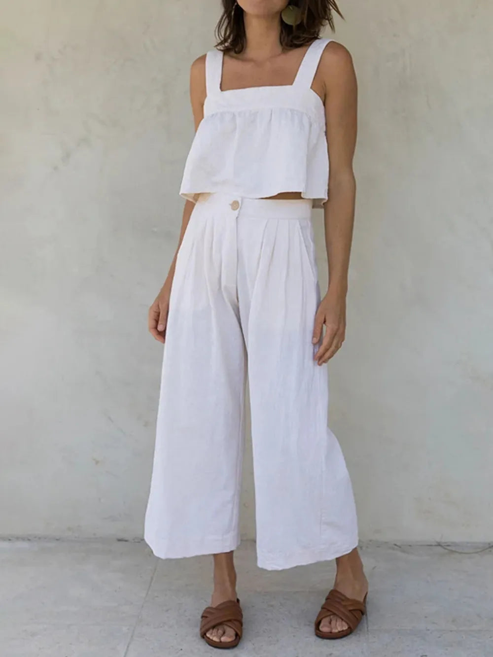 Square Neck Wide Strap Top and Pants Set at kamakhyaa.com by Trendsi. This item is H.H.J, Ship From Overseas, Under $100