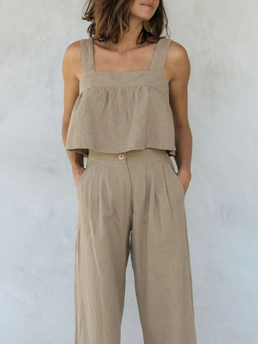 Square Neck Wide Strap Top and Pants Set at kamakhyaa.com by Trendsi. This item is H.H.J, Ship From Overseas, Under $100