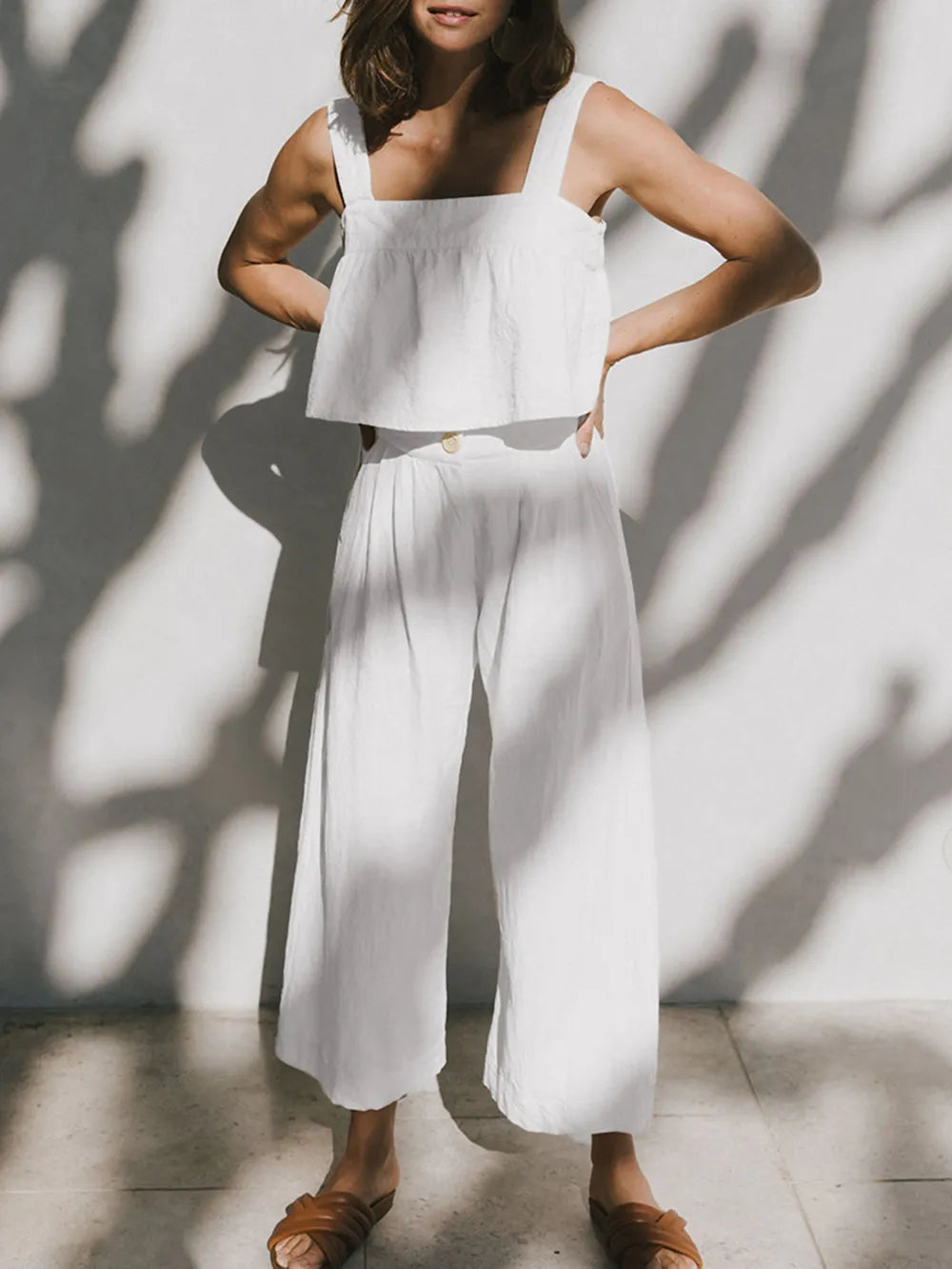 Square Neck Wide Strap Top and Pants Set at kamakhyaa.com by Trendsi. This item is H.H.J, Ship From Overseas, Under $100