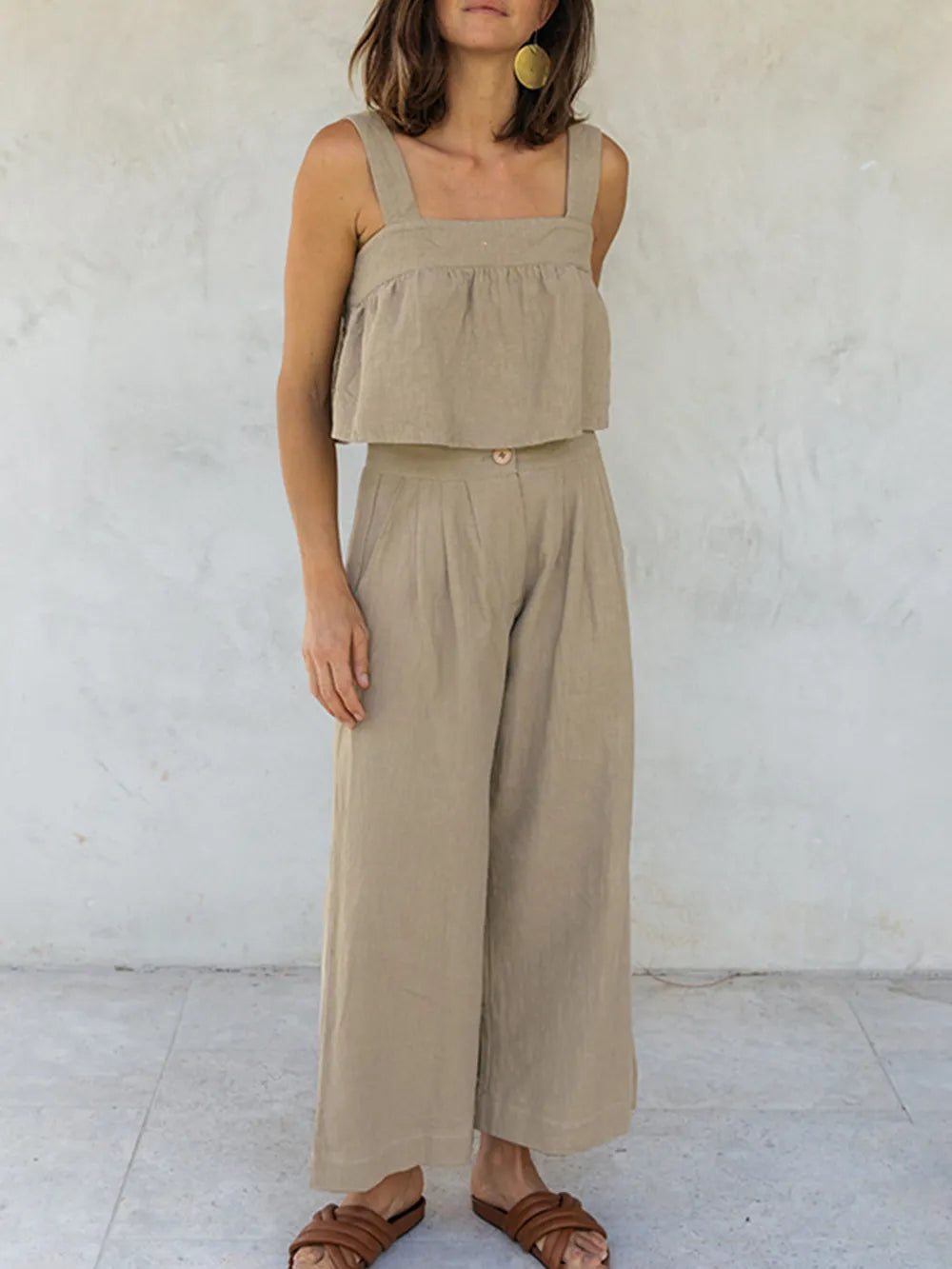 Square Neck Wide Strap Top and Pants Set at kamakhyaa.com by Trendsi. This item is H.H.J, Ship From Overseas, Under $100