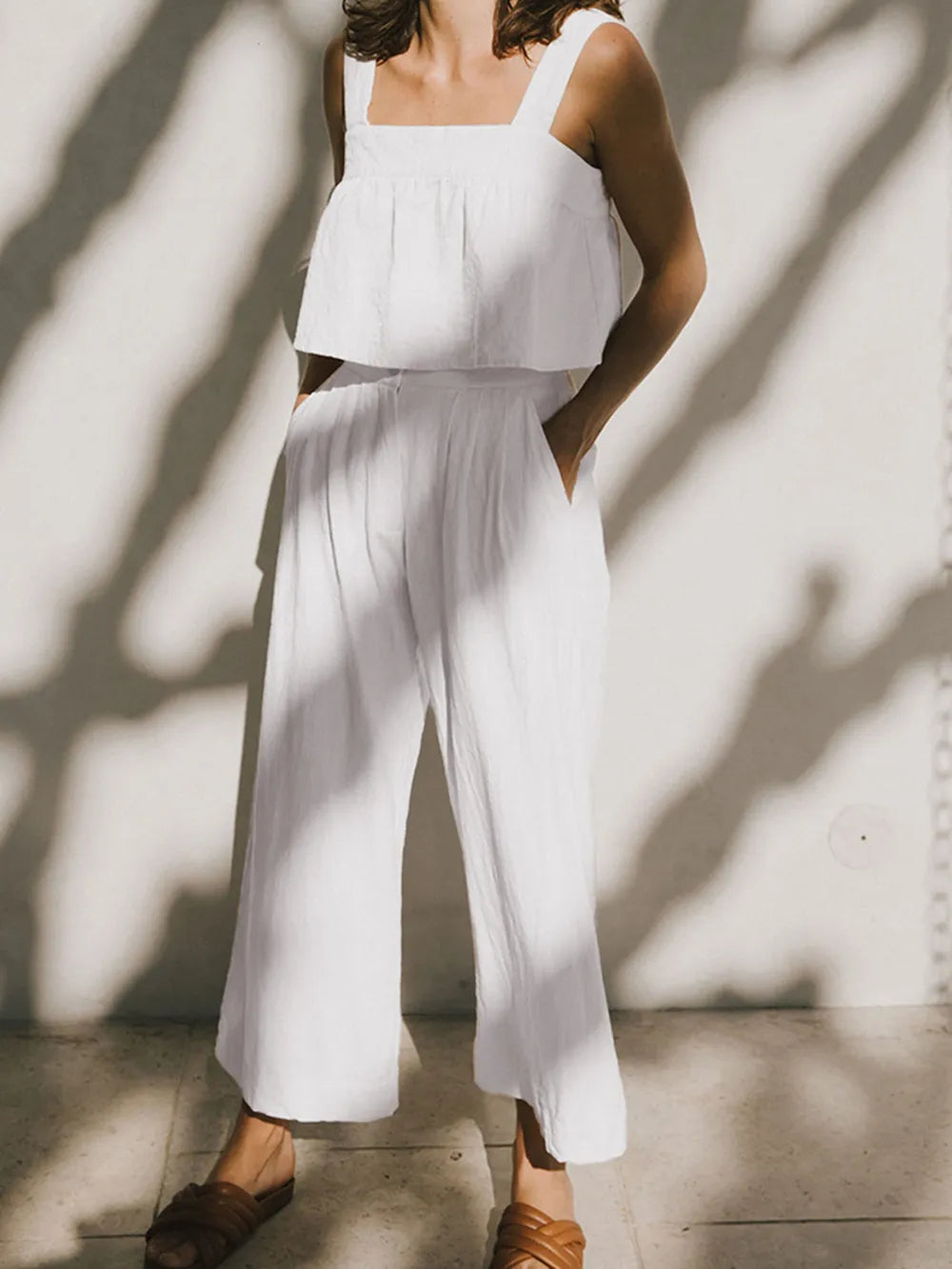 Square Neck Wide Strap Top and Pants Set at kamakhyaa.com by Trendsi. This item is H.H.J, Ship From Overseas, Under $100