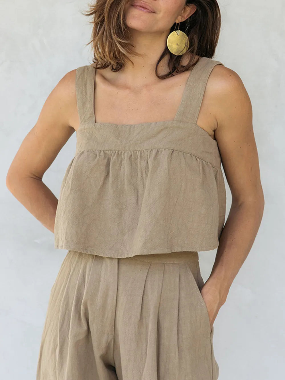 Square Neck Wide Strap Top and Pants Set at kamakhyaa.com by Trendsi. This item is H.H.J, Ship From Overseas, Under $100