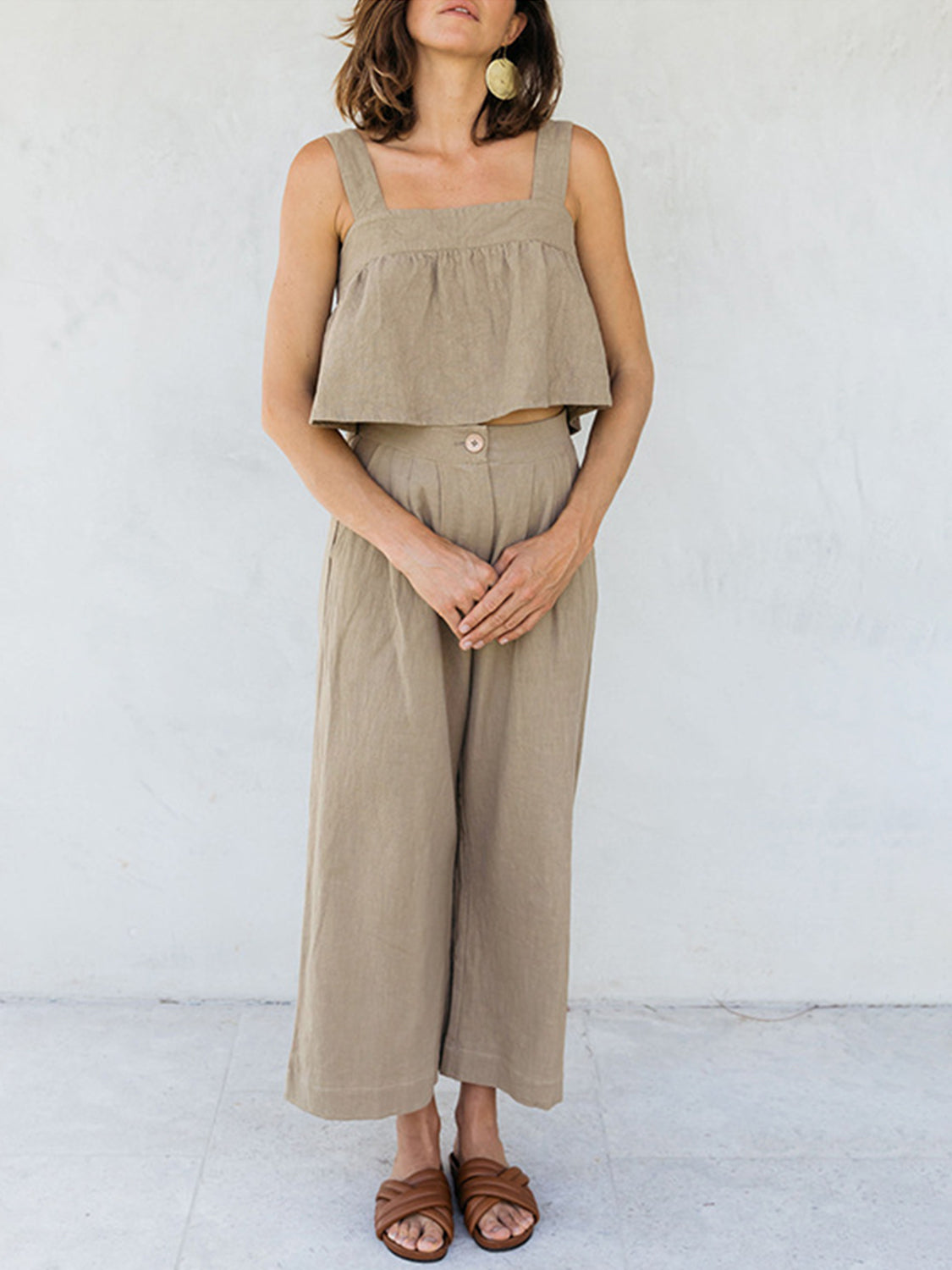 Square Neck Wide Strap Top and Pants Set at Kamakhyaa by Trendsi. This item is H.H.J, Ship From Overseas, Trendsi