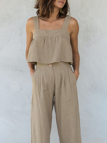 Square Neck Wide Strap Top and Pants Set at Kamakhyaa by Trendsi. This item is H.H.J, Ship From Overseas, Trendsi