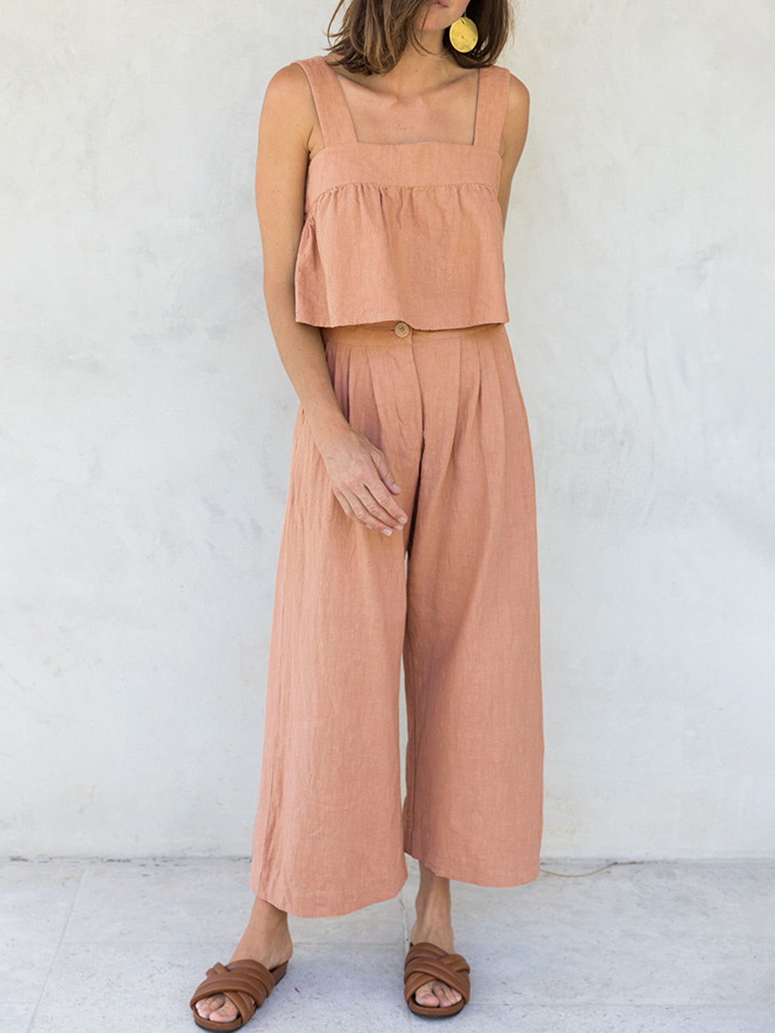 Square Neck Wide Strap Top and Pants Set at Kamakhyaa by Trendsi. This item is H.H.J, Ship From Overseas, Trendsi