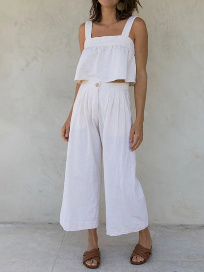 Square Neck Wide Strap Top and Pants Set at Kamakhyaa by Trendsi. This item is H.H.J, Ship From Overseas, Trendsi