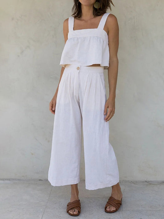 Square Neck Wide Strap Top and Pants Set at Kamakhyaa by Trendsi. This item is H.H.J, Ship From Overseas, Trendsi