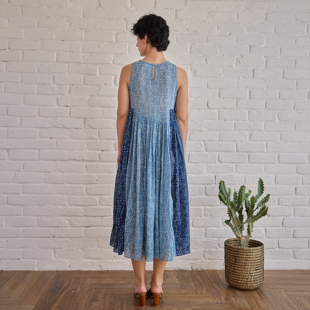 Stormy at Kamakhyaa by Taro. This item is Artisan made, Blue, Cotton Mulmul, Handblock Printed, Sleeveless Dresses, Under $50, Whispers of Summer by Taro