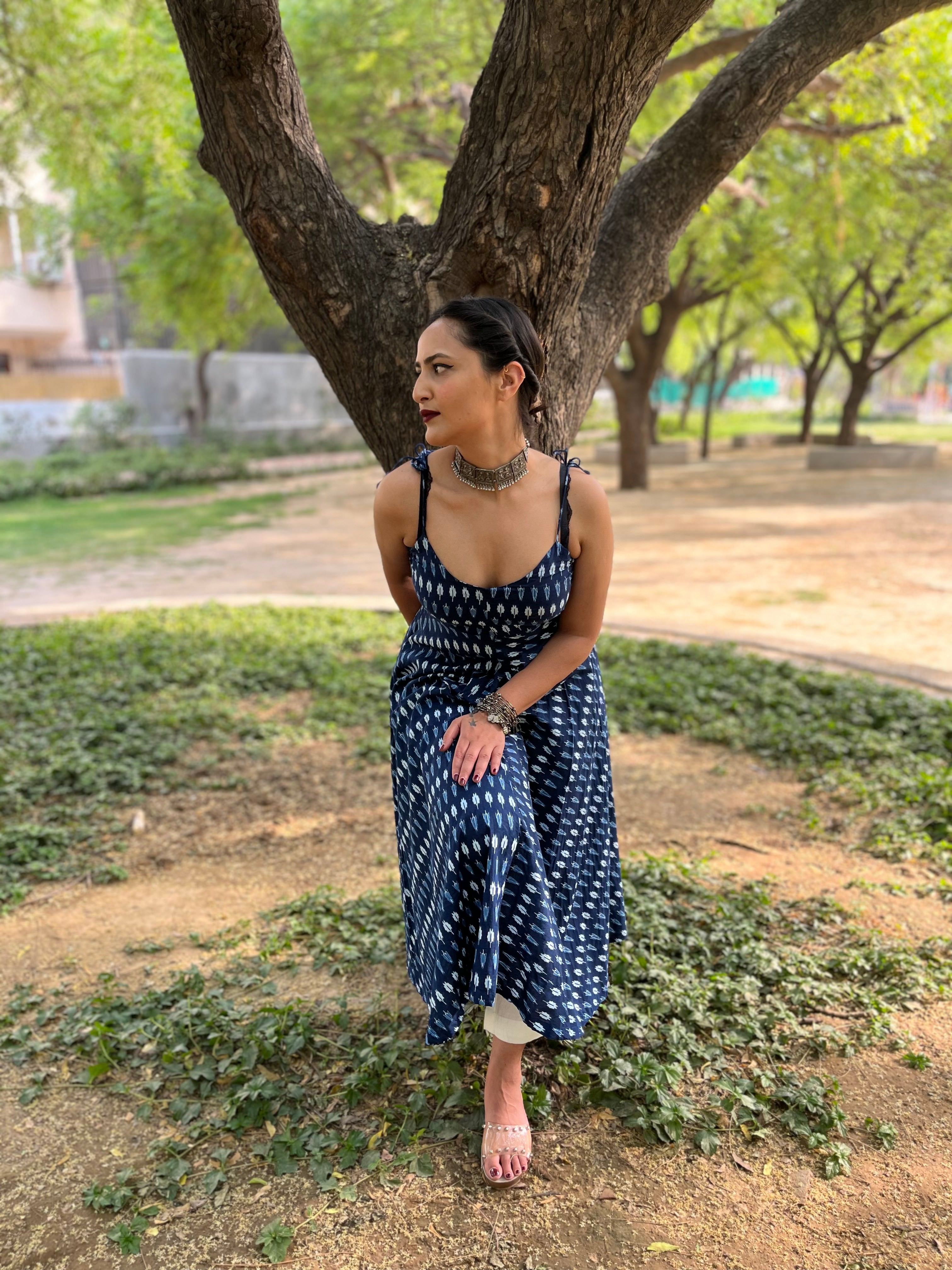 Strap Kurta And Solid White Pant at Kamakhyaa by Kamakhyaa. This item is 100% pure cotton, Blue, Complete Sets, Festive Wear, Indian Wear, KKYSS, Kurta Pant Sets, Natural, Prints, Regular Fit, Summer Sutra, Womenswear