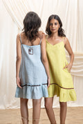 Strappy frilled dress at Kamakhyaa by Akashi Clothing. This item is 100% Linen, Regular Fit, Solid Selfmade, Solids, The Stamp Edit By Akashi Clothing, Under $150