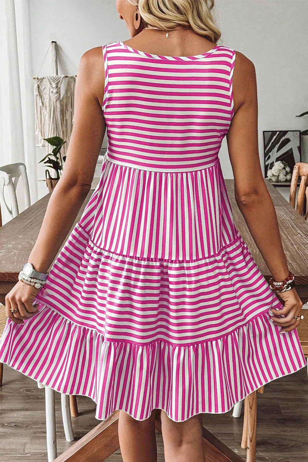 Stripe U Neck Sleeveless Loose Fit Mini Dress at kamakhyaa.com by Trendsi. This item is Missing image, Ship From Overseas, SYNZ, Under $50