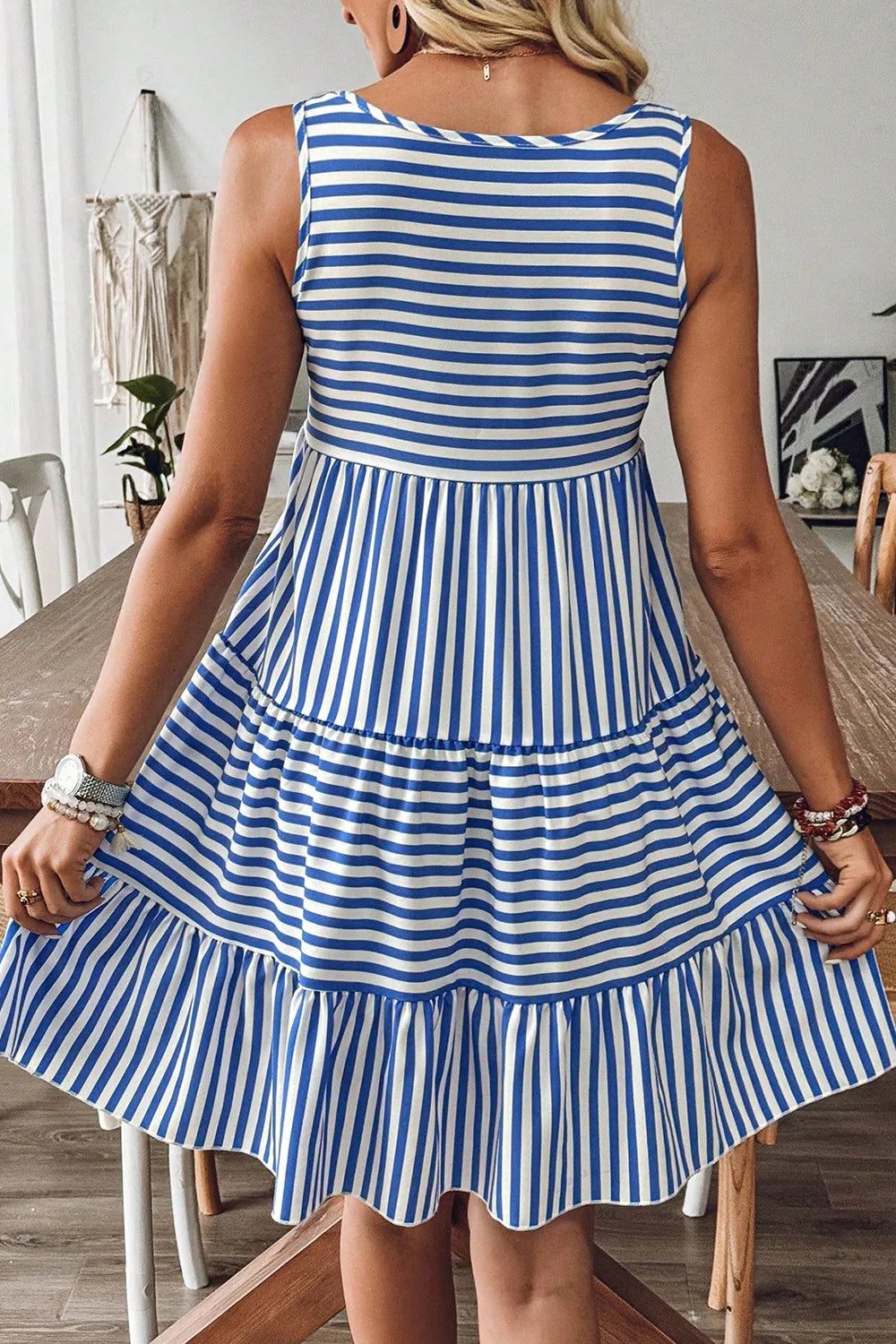 Striped Round Neck Sleeveless Mini Dress at kamakhyaa.com by Trendsi. This item is Ship From Overseas, SYNZ, Under $50