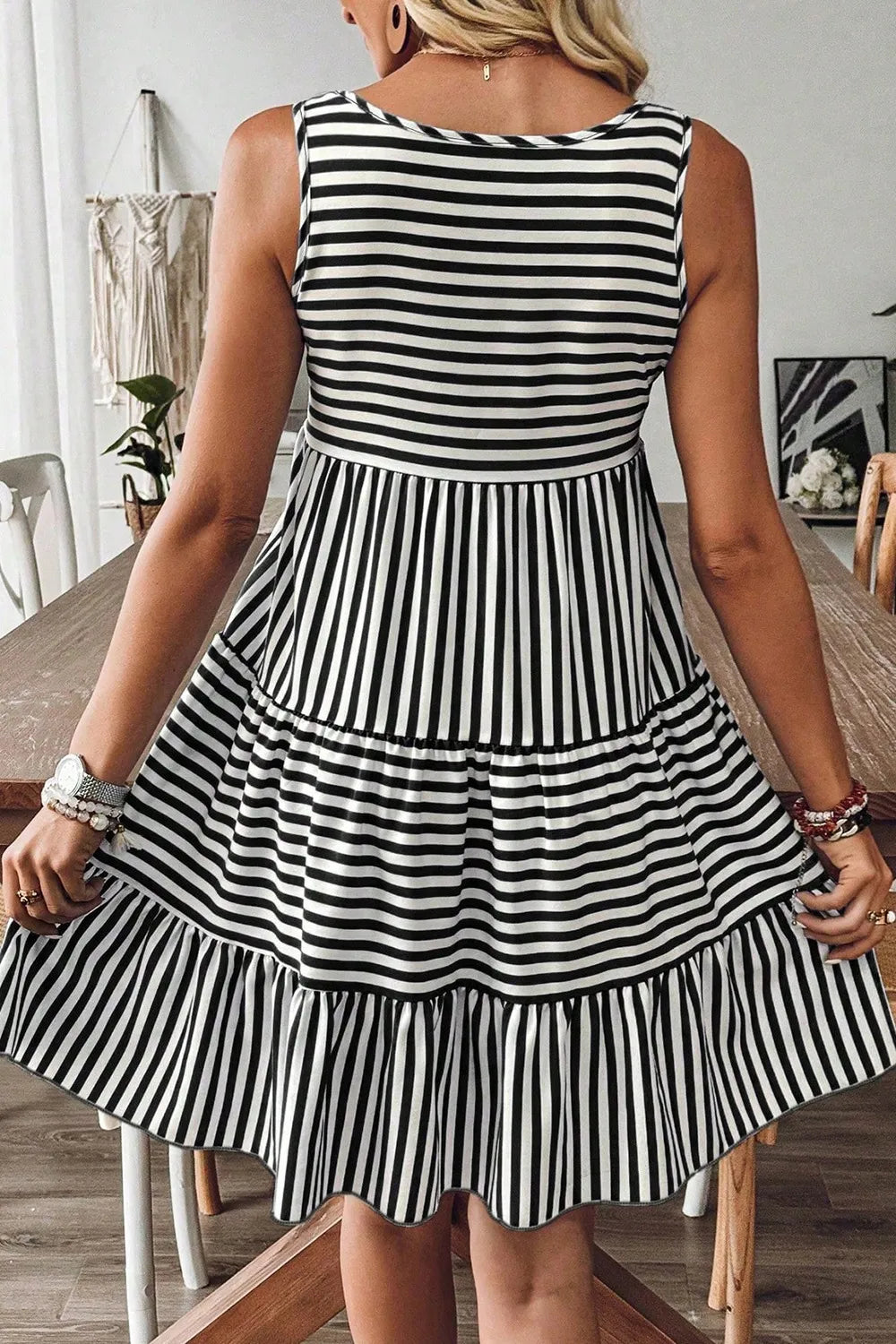 Striped Round Neck Sleeveless Mini Dress at kamakhyaa.com by Trendsi. This item is Ship From Overseas, SYNZ, Under $50