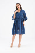 Summer Indigo Kaftan Cotton Dresss at Kamakhyaa by Hasttvam. This item is Cotton, Ete by Hasttvam, Floral Prints, Hand Printed, Indigo, Under $200, Wedding Wear, Womenswear