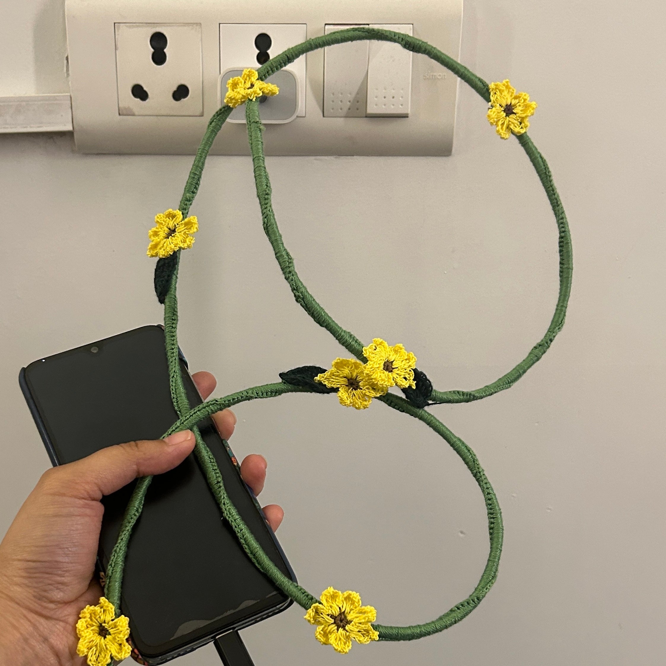 Sunflower Crochet Charging Cord C-C Cable at Kamakhyaa by Ikriit'm. This item is Bloom by Ikriit'm, Crochet, Relaxed Fit, Under $50