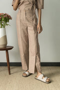 Sunset Rose Casual Trousers by Anushé Pirani with Beige, Casual Wear, Cotton, Cotton Hemp, For Him, Handwoven, Hemp, Mens Bottom, Menswear, Regular Fit, Shibumi Collection, Solids, Trousers at Kamakhyaa for sustainable fashion