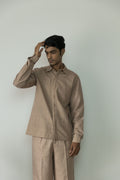 Sunset Rose Cotton Shirts by Anushé Pirani with Beige, Casual Wear, Cotton, Cotton Hemp, For Him, Handwoven, Hemp, Menswear, Regular Fit, Shibumi Collection, Shirts, Solids, Tops at Kamakhyaa for sustainable fashion