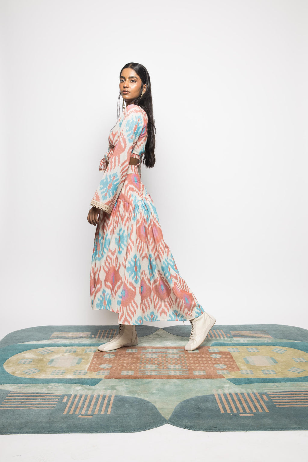 Swing & Sway Skirt at kamakhyaa.com by Anushé Pirani. This item is 100% Cotton, Beach Wear, Brunch Wear, Casual Wear, Console Collection List, Cotton, Fresh Ink by Anushe Pirani, Handwoven cotton, Ikat Prints, Multicolor, Regular Fit, Resort Wear, Vacation Wear, Womenswear