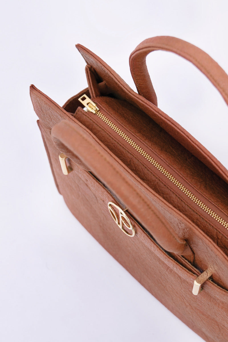 Sydney SYD - Piñatex® Handbag - Mocha at Kamakhyaa by 1 People. This item is Hand Bags, Made from Natural Materials